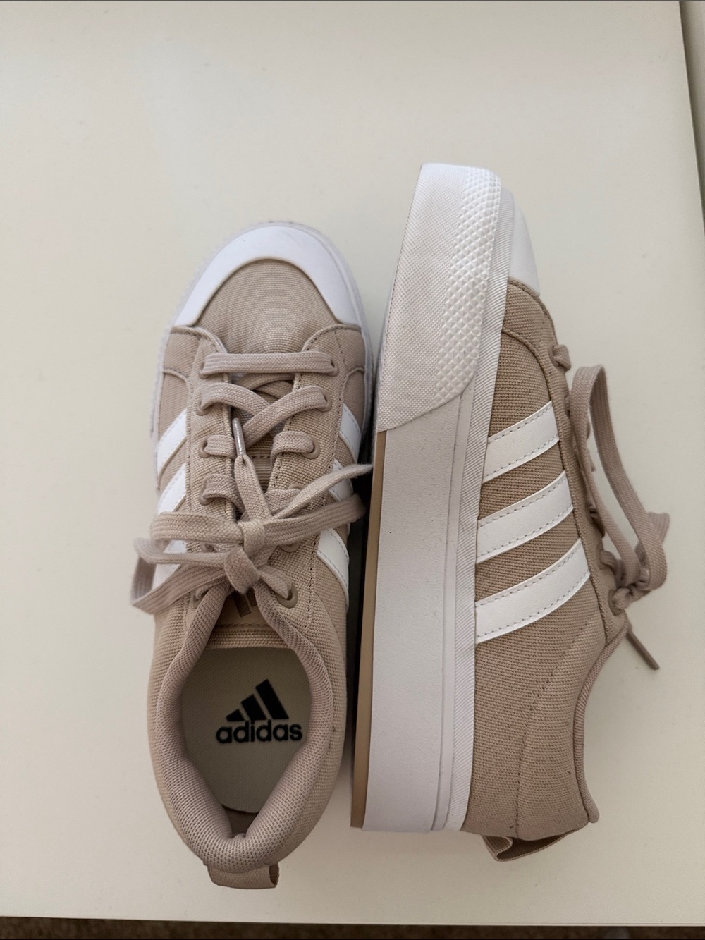 adidas Women’s Beige Canvas Platform Sneakers- Never Worn